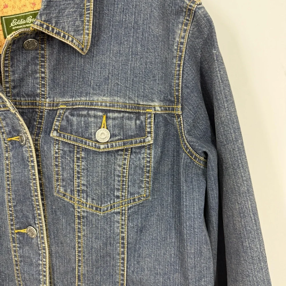 Eddie Bauer cotton blend Jean Stretch Darker Blue Classic Denim Jacket L